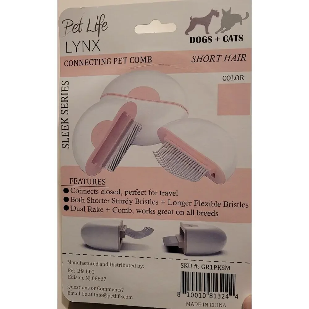 Pet Life Lynx Short Hair Connecting Pink Pet Comb
